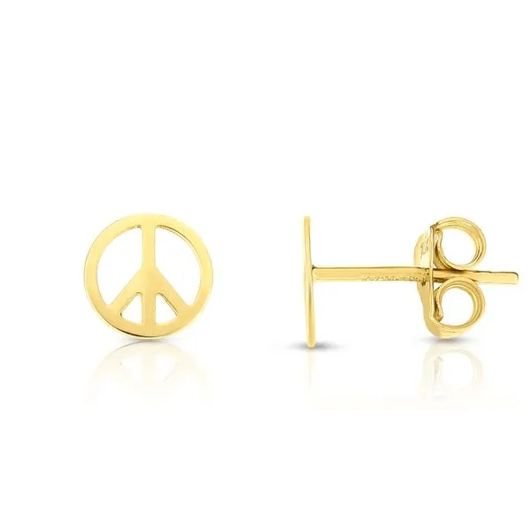 14K Gold Peace Sign Stud Earring Tennies Jewelry Appleton, WI