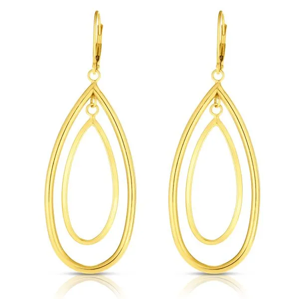 14K Gold Polished Double Oval Multi-Layered Dangle Earring Tennies Jewelry Appleton, WI