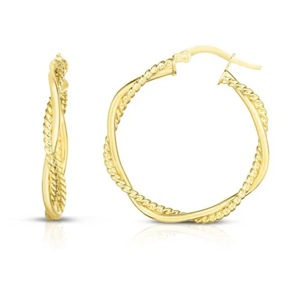 14K Gold Round Twist & Polished Hoop Earring Tennies Jewelry Appleton, WI