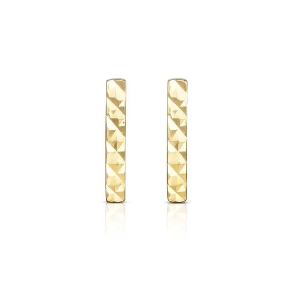 14K Gold Diamond Cut Bar Stud Earring Tennies Jewelry Appleton, WI