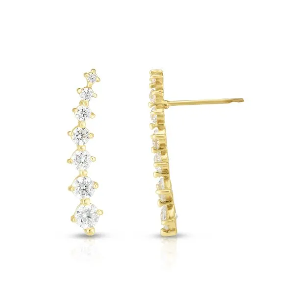 14K Gold Graduated CZ Ear Climber Tennies Jewelry Appleton, WI