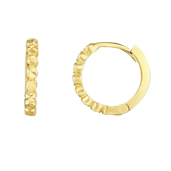 14K Gold Round Diamond Cut Huggie Earring Tennies Jewelry Appleton, WI