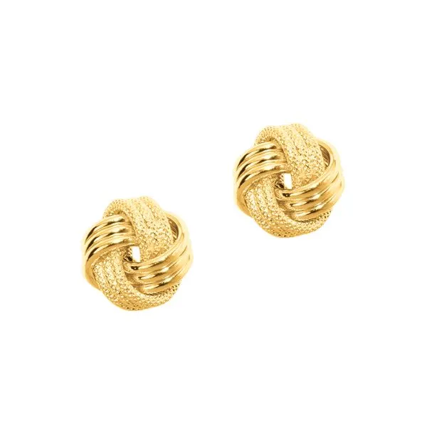 14K Gold Polished & Diamond Cut Love Knot Stud Earring Alan Miller Jewelers Oregon, OH