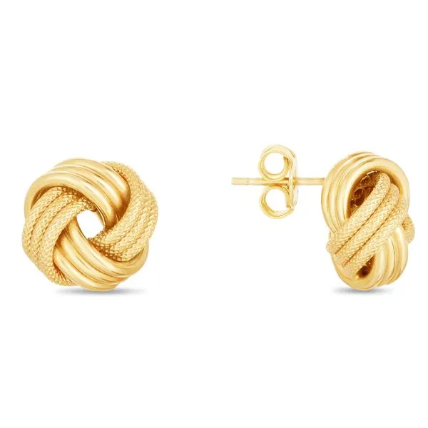 14K Gold Large Polished & Textured Love Knot Stud Earring Tennies Jewelry Appleton, WI