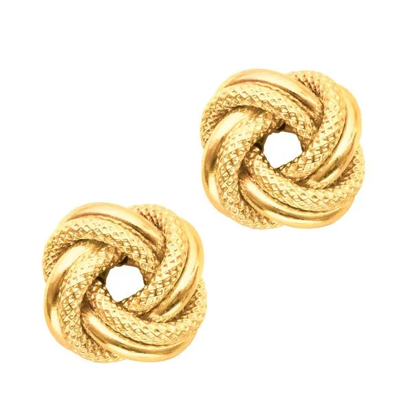 14K Gold Diamond Cut & Polished Love Knot Stud Earring Tennies Jewelry Appleton, WI