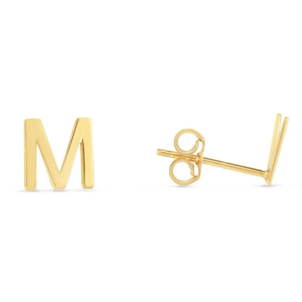 14K Gold Initial M Stud Earring Tennies Jewelry Appleton, WI
