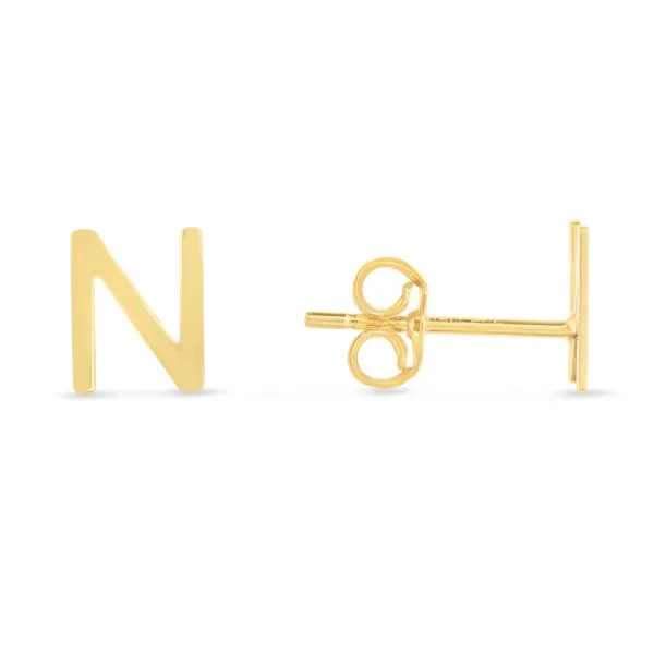 14K Gold Initial N Stud Earring Tennies Jewelry Appleton, WI