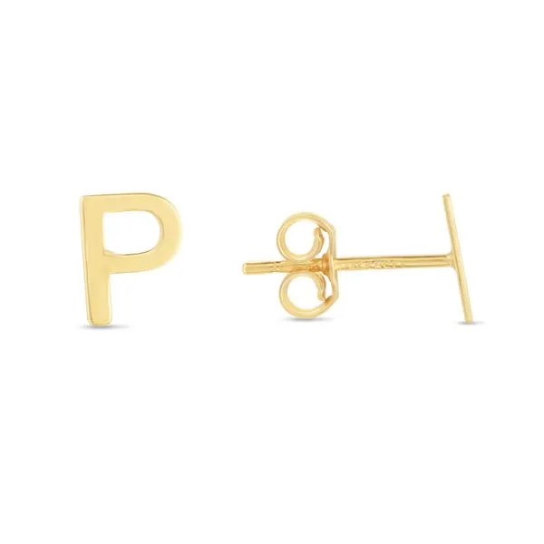 14K Gold Initial P Stud Earring Tennies Jewelry Appleton, WI