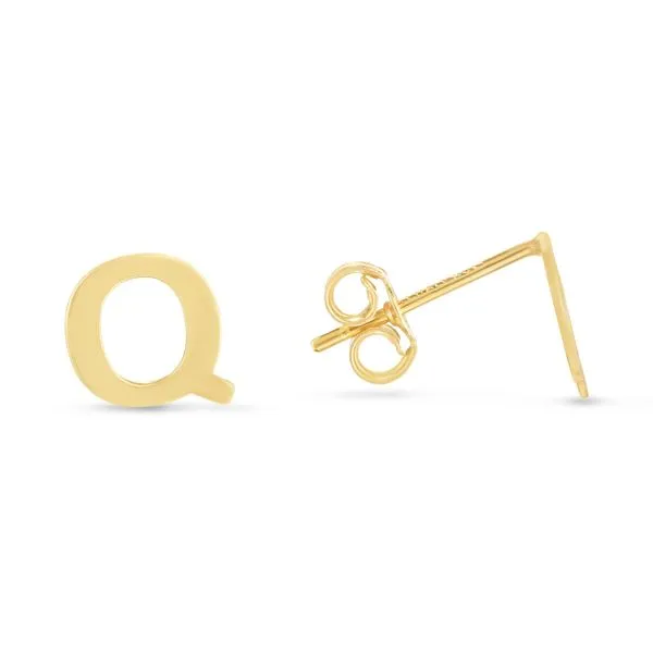 14K Gold Initial Q Stud Earring Tennies Jewelry Appleton, WI