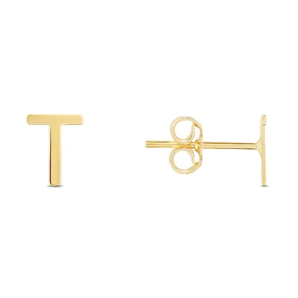 14K Gold Initial T Stud Earring Tennies Jewelry Appleton, WI