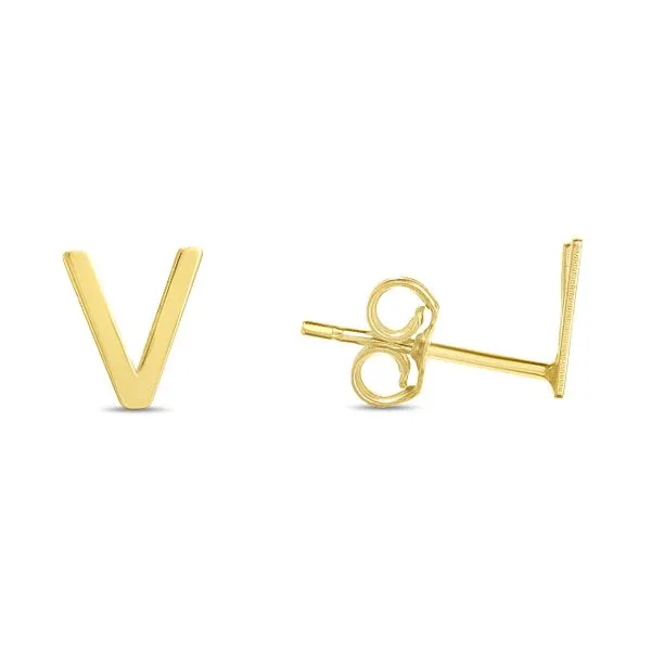 14K Gold Initial V Stud Earring Tennies Jewelry Appleton, WI