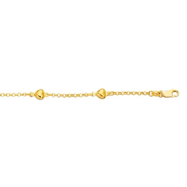 14K Gold Heart Station Bracelet Alan Miller Jewelers Oregon, OH