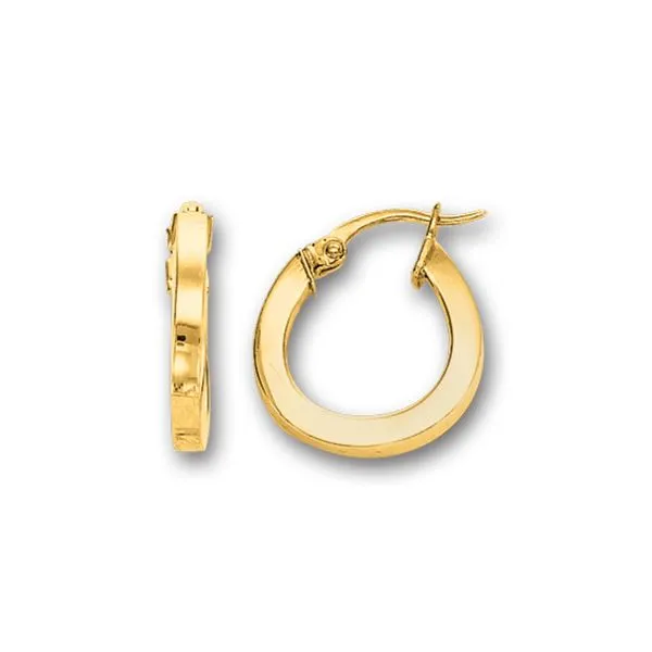14K Yellow Gold Polished Round Hoop Earring Tennies Jewelry Appleton, WI