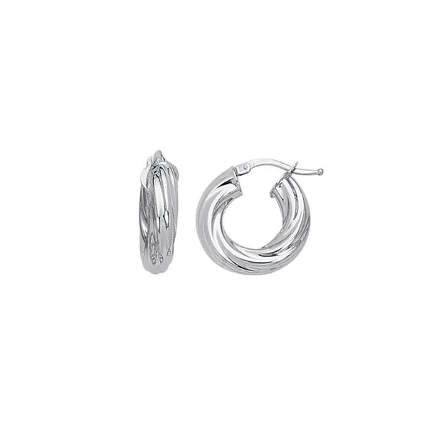 14K White Gold Chubby Round Twist Hoop Earring Tennies Jewelry Appleton, WI