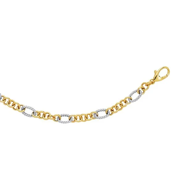 14K Two-tone Gold Alternating Twisted Oval Rope Link Chain Tennies Jewelry Appleton, WI
