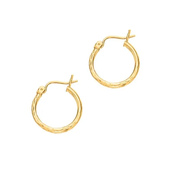 14K Yellow Gold Diamond Cut Hoop Earring Tennies Jewelry Appleton, WI