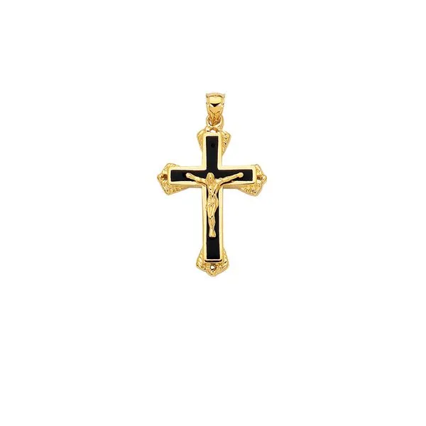 14K Gold Black Enamel Crucifix Cross Tennies Jewelry Appleton, WI