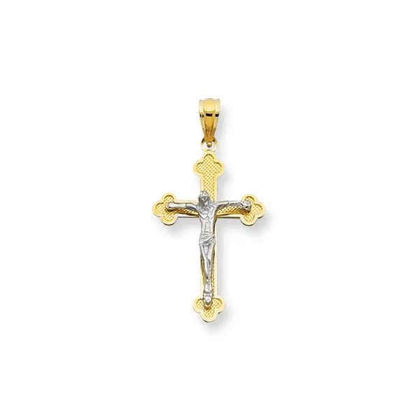 14K Gold Small Scalloped Edge Crucifix Cross Tennies Jewelry Appleton, WI