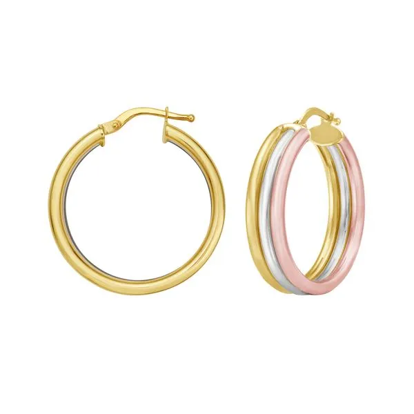 14K Trinity Tube Hoops Clater Jewelers Louisville, KY