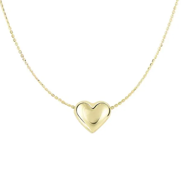 14K Gold  Polished Puffed Heart Necklace Thomas A. Davis Jewelers Holland, MI