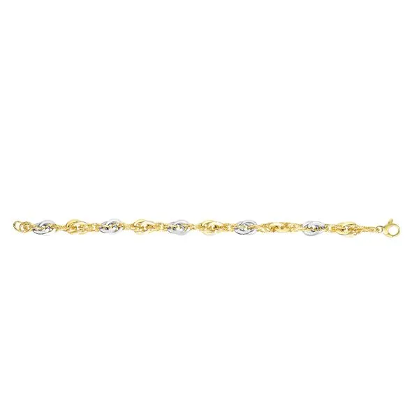 14K Two-tone Gold Polished & Diamond Cut Interlocking Oval Link Chain Alan Miller Jewelers Oregon, OH