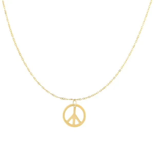 14K Gold Polished Peace Sign Necklace Tennies Jewelry Appleton, WI
