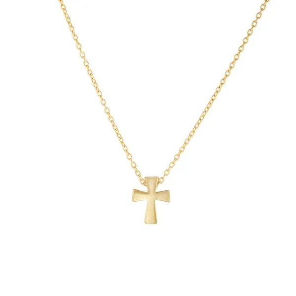 14K Gold Polished Mini Cross Necklace Thomas A. Davis Jewelers Holland, MI