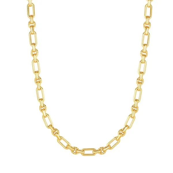 14K Gold Polished & Diamond Cut Elongated Oval Link Chain Alan Miller Jewelers Oregon, OH