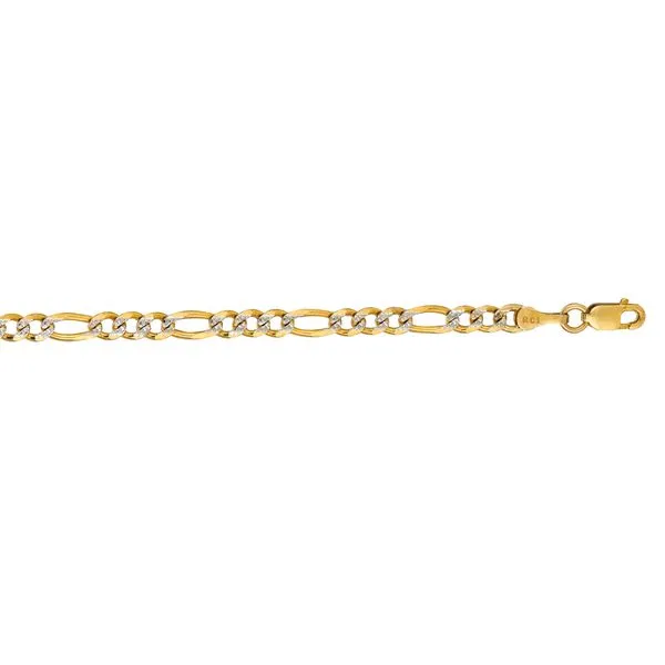 14K Gold 3.65mm White Pave Figaro Chain  Tennies Jewelry Appleton, WI