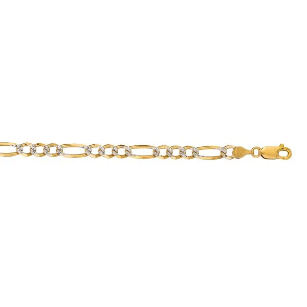 14K Gold 4.75mm White Pave Figaro Chain  Tennies Jewelry Appleton, WI