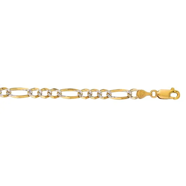 14K Gold 7mm White Pave Figaro Chain  Tennies Jewelry Appleton, WI