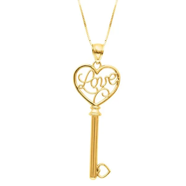14K Gold Polished Love Key Necklace Tennies Jewelry Appleton, WI