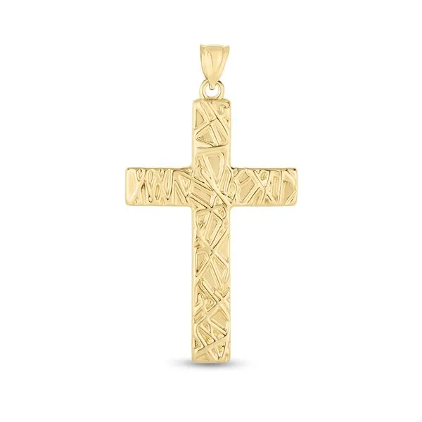 14K Gold Textured Cross Pendant Tennies Jewelry Appleton, WI