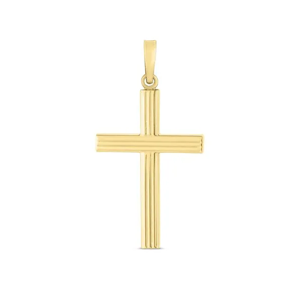 14K Gold Ribbed Cross Pendant Tennies Jewelry Appleton, WI