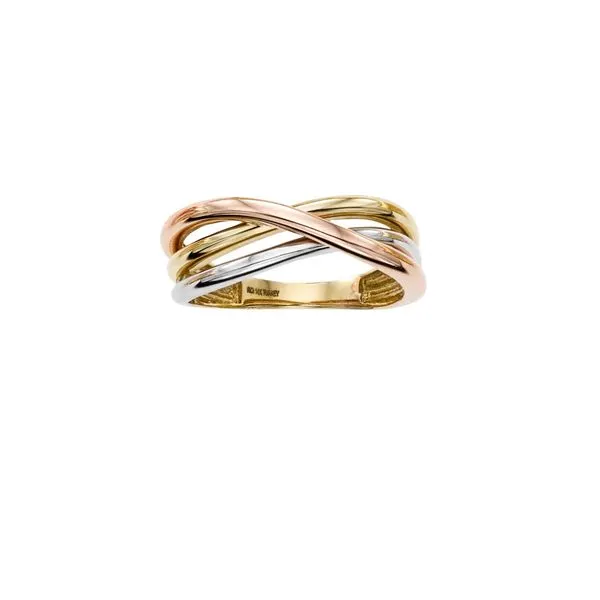 14K Tri-color Gold Crossover Ring Tennies Jewelry Appleton, WI