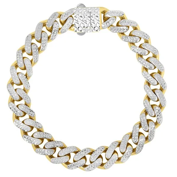 14K Gold 11.5mm White Pave Lite Miami Cuban Alan Miller Jewelers Oregon, OH