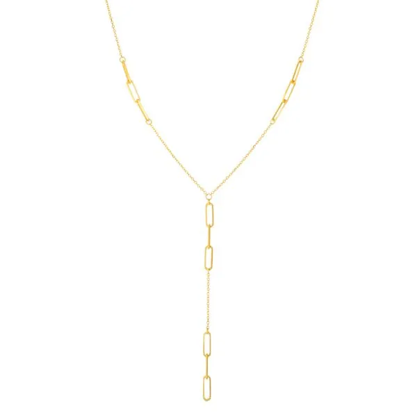 14K Gold Paperclip Lariat Necklace Alan Miller Jewelers Oregon, OH