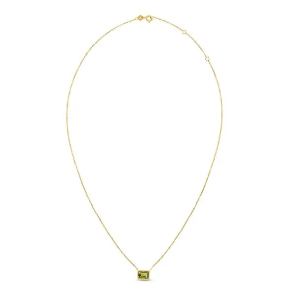 14K Gold Emerald Cut Peridot Necklace Rebel Diamonds New Hampton, IA