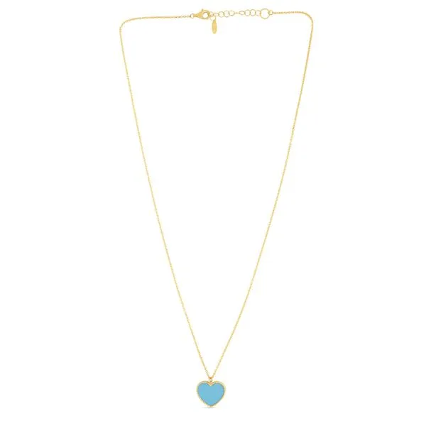 14K Gold Turquoise Paste Heart Necklace Tennies Jewelry Appleton, WI
