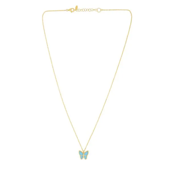 14K Gold Turquoise Paste Butterfly Necklace Tennies Jewelry Appleton, WI