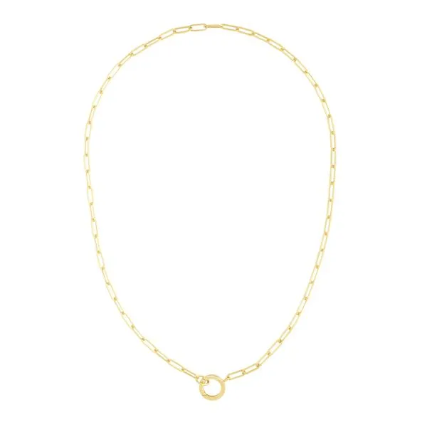 14K Gold 3.2mm Charm Clasp Paperclip Necklace Alan Miller Jewelers Oregon, OH