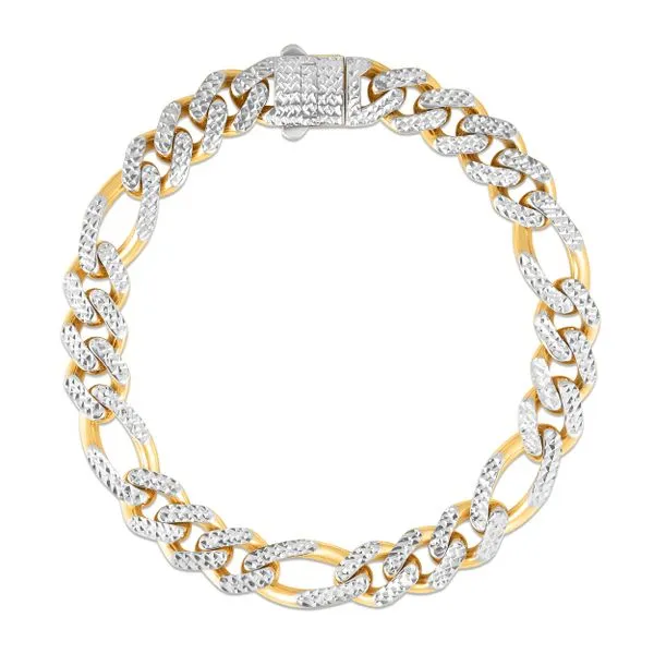 14K 9.5mm White Pave Modern Lite Figaro Chain Tennies Jewelry Appleton, WI