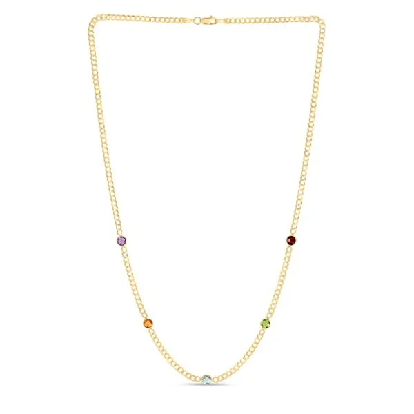 14K Multi Gemstone Curb Chain Necklace Alan Miller Jewelers Oregon, OH