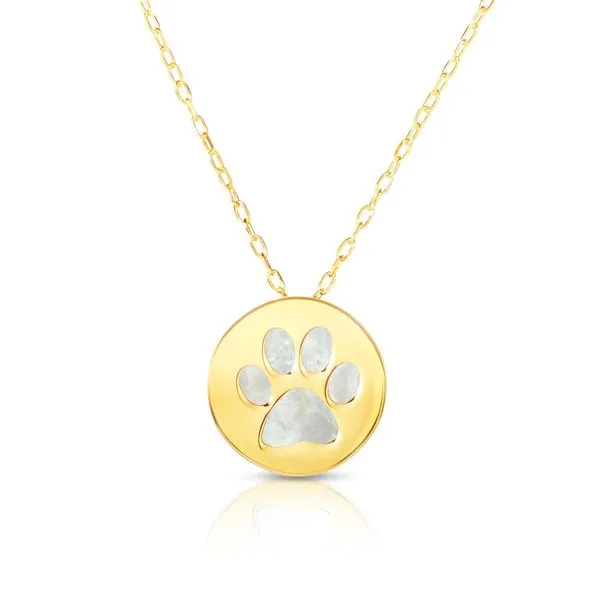 14K Gold Paw Print Mother of Pearl Necklace Thomas A. Davis Jewelers Holland, MI