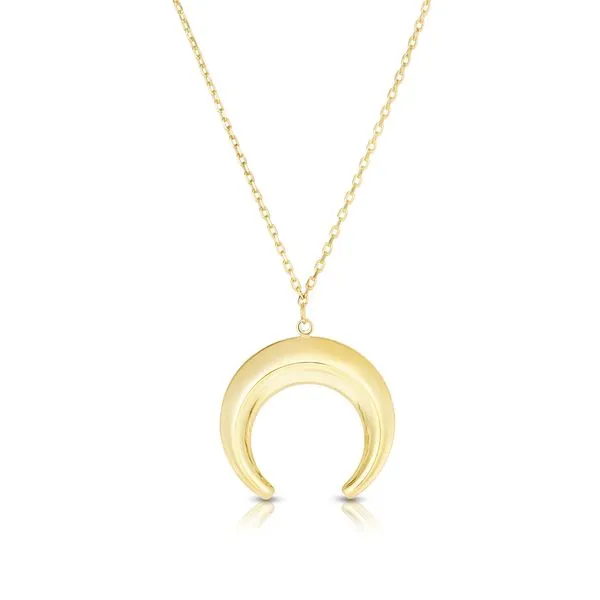 14K Gold Puffed Crescent Necklace Alan Miller Jewelers Oregon, OH