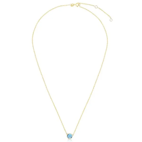 14K Gold & Blue Topaz Solitaire Necklace Tennies Jewelry Appleton, WI