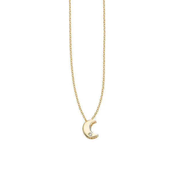 14K Gold .005ct Diamond Moon Necklace Tennies Jewelry Appleton, WI