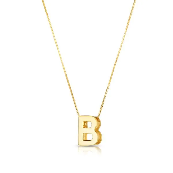 14K Gold Block Letter Initial B Necklace Tennies Jewelry Appleton, WI