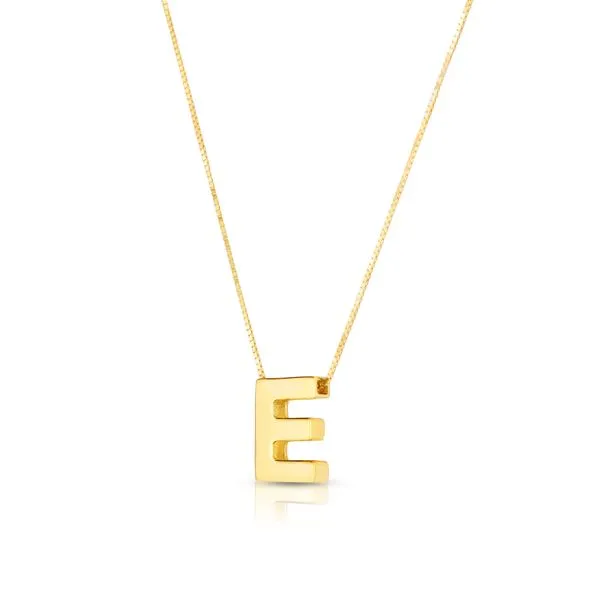 14K Gold Block Letter Initial E Necklace Tennies Jewelry Appleton, WI
