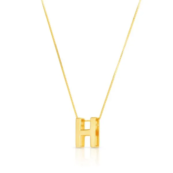 14K Gold Block Letter Initial H Necklace Rebel Diamonds New Hampton, IA